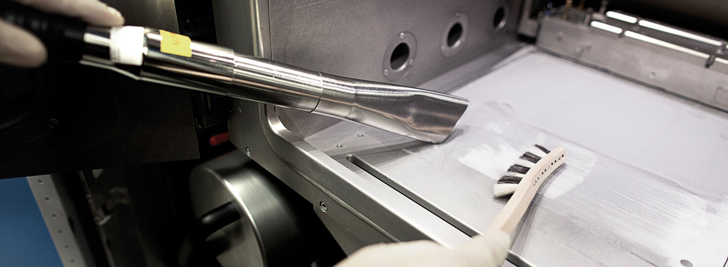 Mokrý odlučovač Ruwac NA7-26 vysává při 3D tisku u Realizer v Paderbornu.