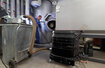 Průmyslový vysavač Ruwac R01 A s předřazeným odlučovačem vysává popel v peletovém ohřevu u firmy Hochtief v Dortmundu.